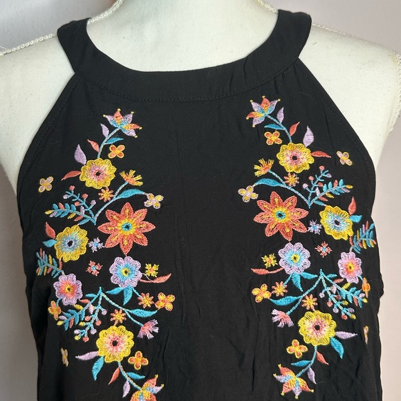 NWT Savanna Jane Black Halter Dress w/Embroidery large - Picture 6 of 10